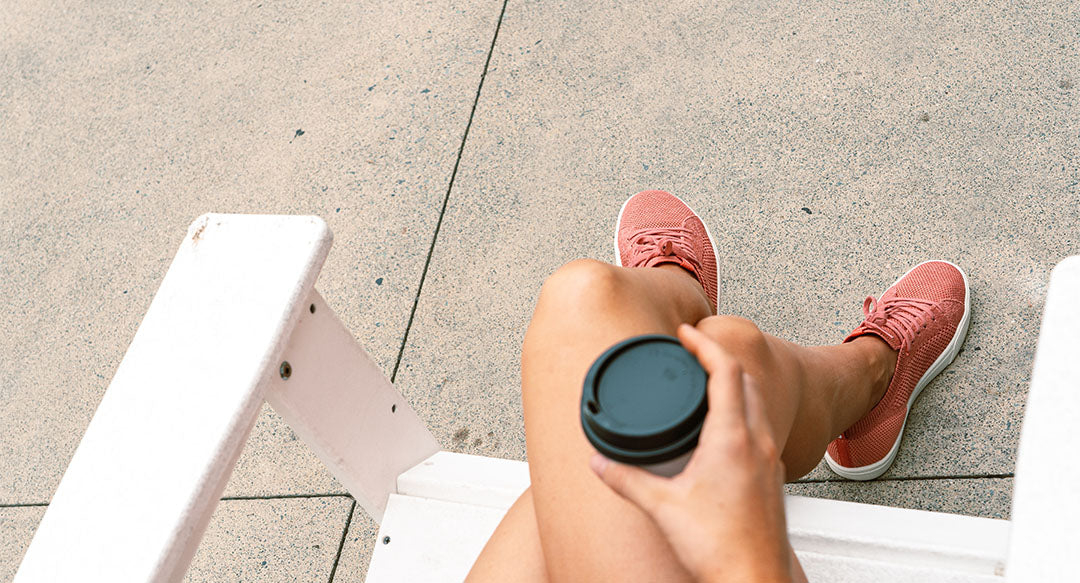 Baskets femme de couleur rose portées